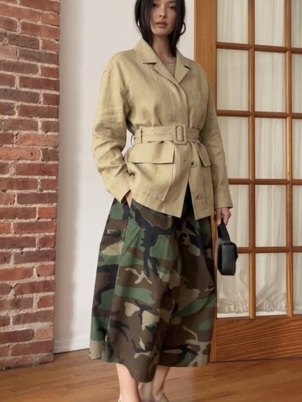 Belted Linen Utility Jacket Sz S